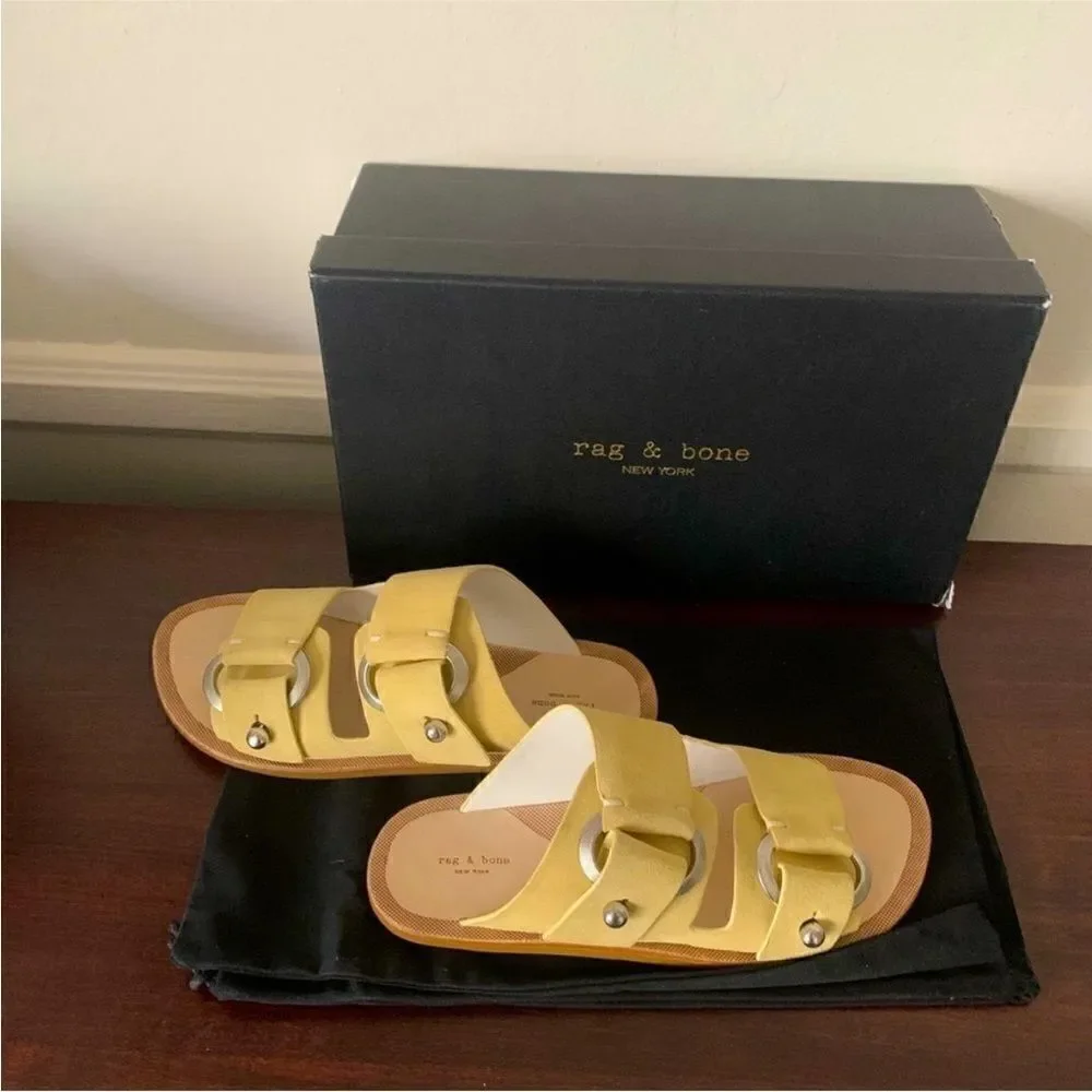 Rag&Bone Women’s strappy suede Leather upper/lining slide sandal Size 6 NIB